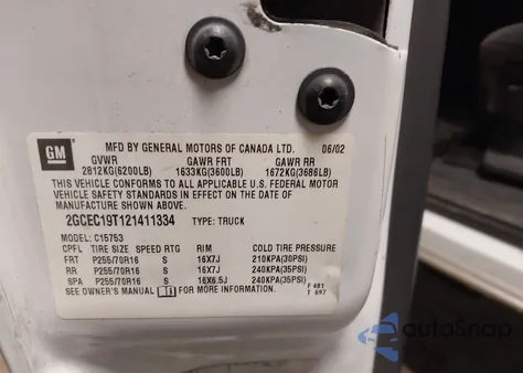 2002 Chevrolet Silverado 1500 Ls из США, поврежденный, VIN 2GCEC19T121411334